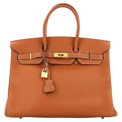 Hermes Birkin Handbag Etrusque Clemence with Gold Hardware 35