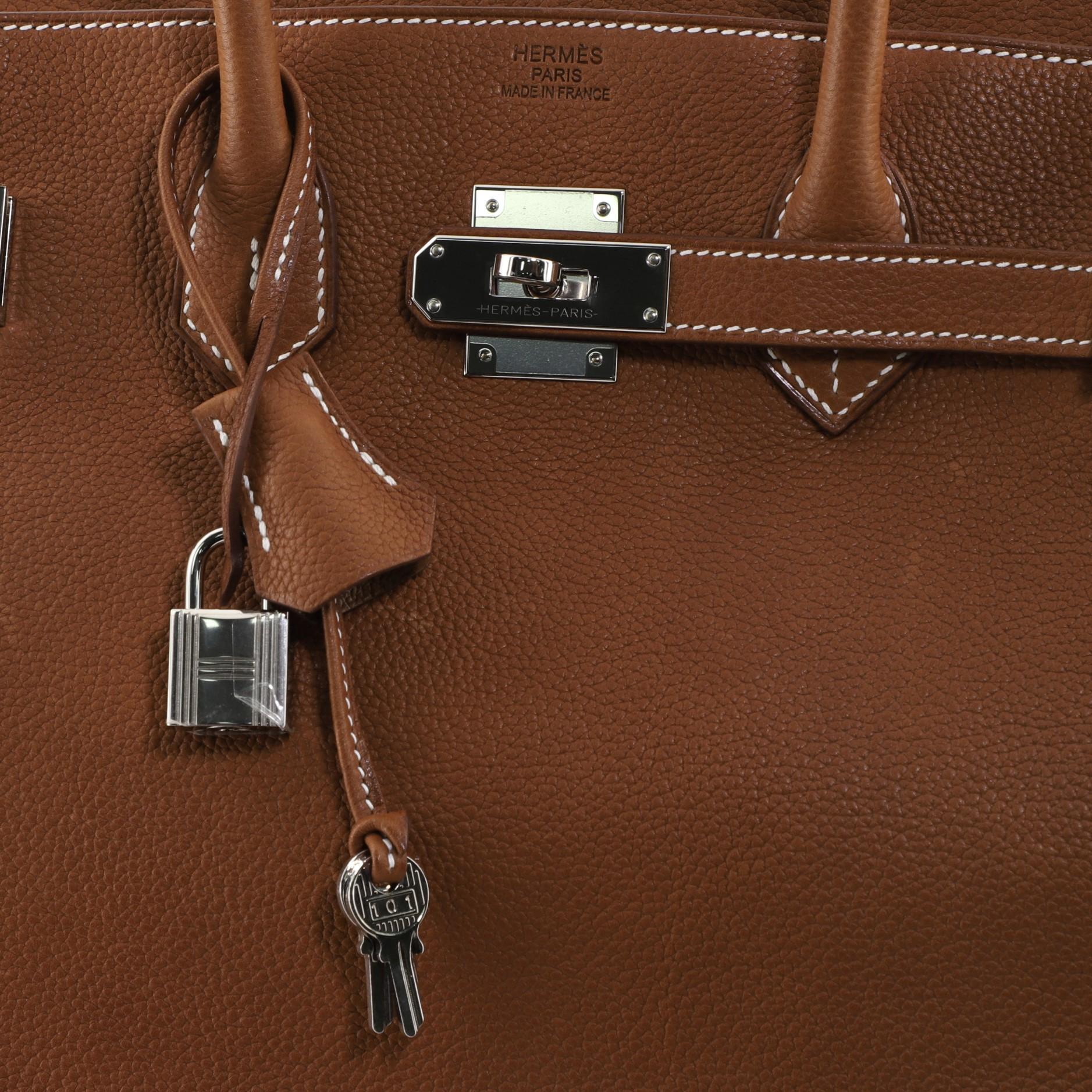 Hermes Birkin Handbag Fauve Barenia Faubourg with Palladium Hardware 35 4