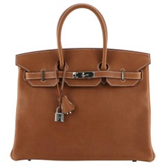 Hermes Birkin Handbag Fauve Barenia Faubourg with Palladium Hardware 35