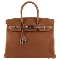 Sac à main Hermès Birkin Fauve Barenia Faubourg avec matériel Palladium 35