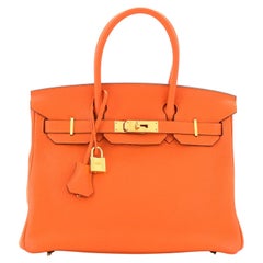 Hermes Birkin Handbag Feu Clemence with Gold Hardware 30