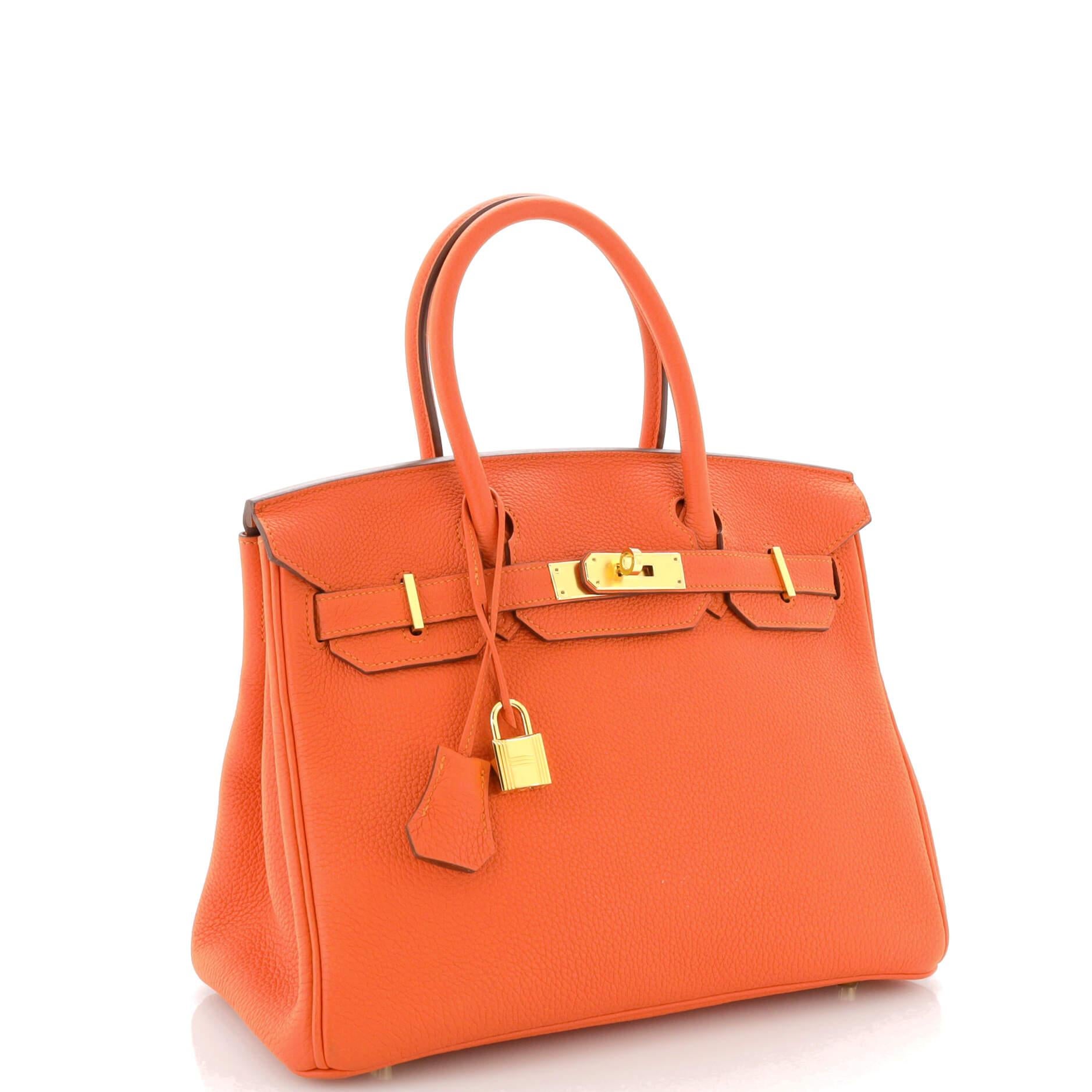Hermes Birkin Handbag Feu Togo with Gold Hardware 30 In Good Condition For Sale In NY, NY