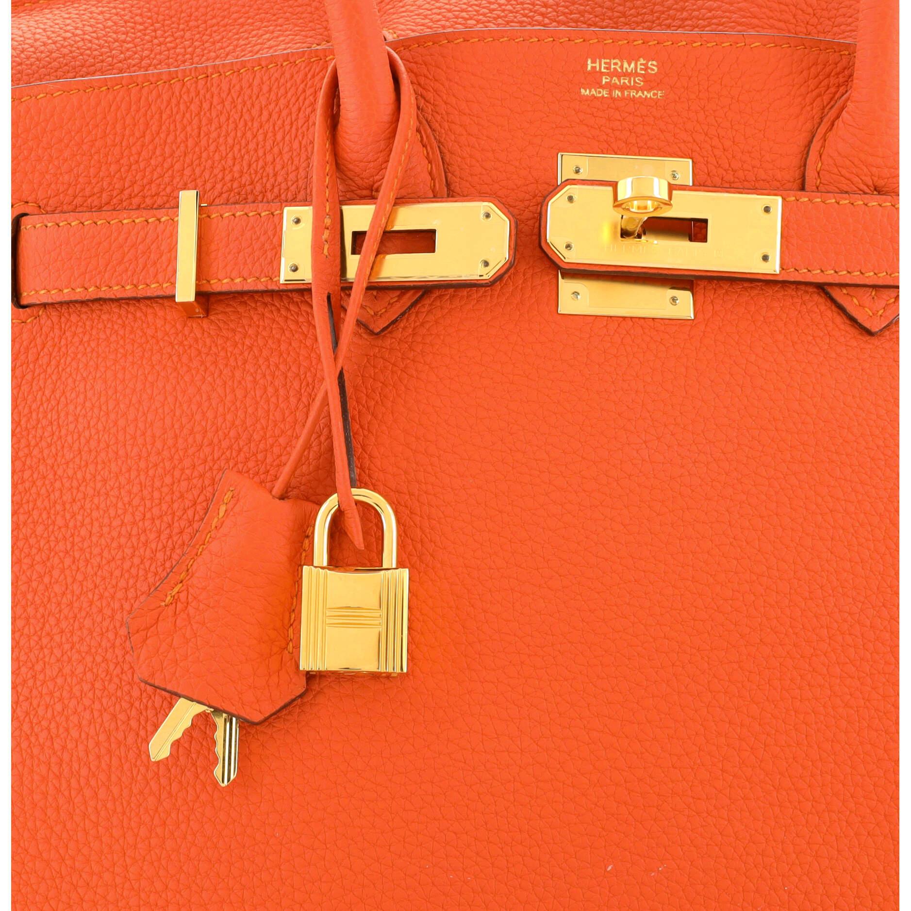 Hermes Birkin Handbag Feu Togo with Gold Hardware 30 For Sale 3