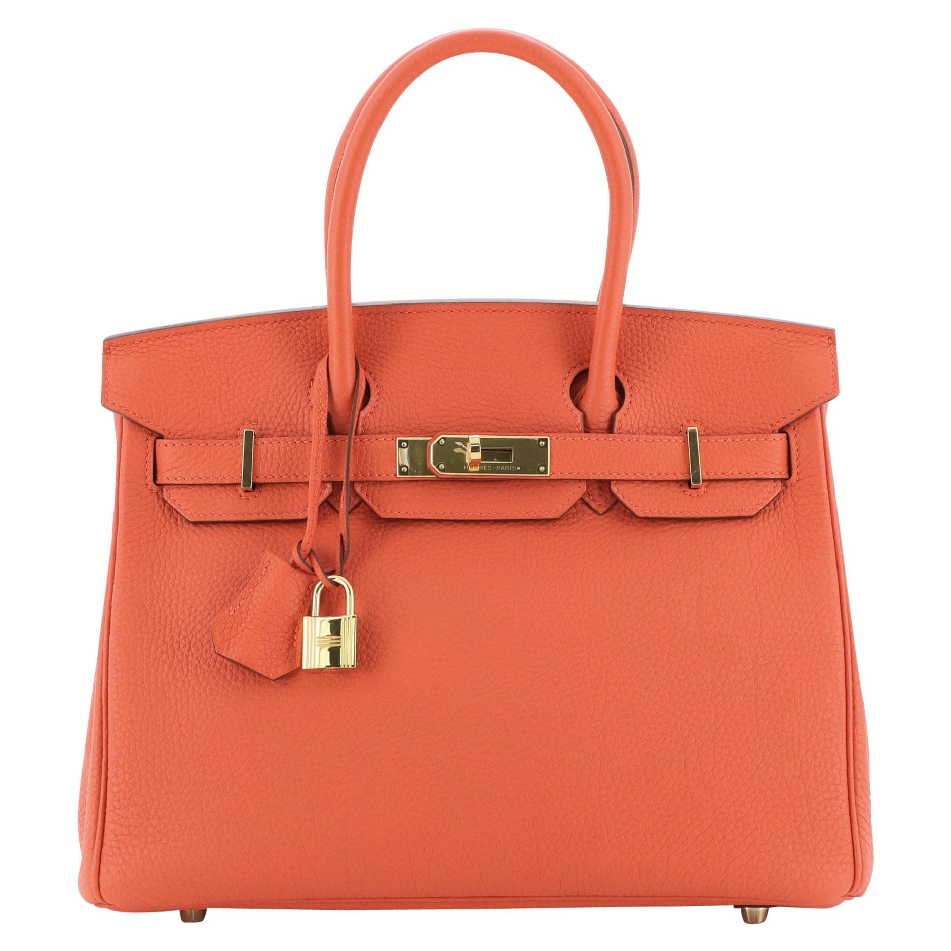 Hermes Birkin Handbag Feu Togo with Gold Hardware 30