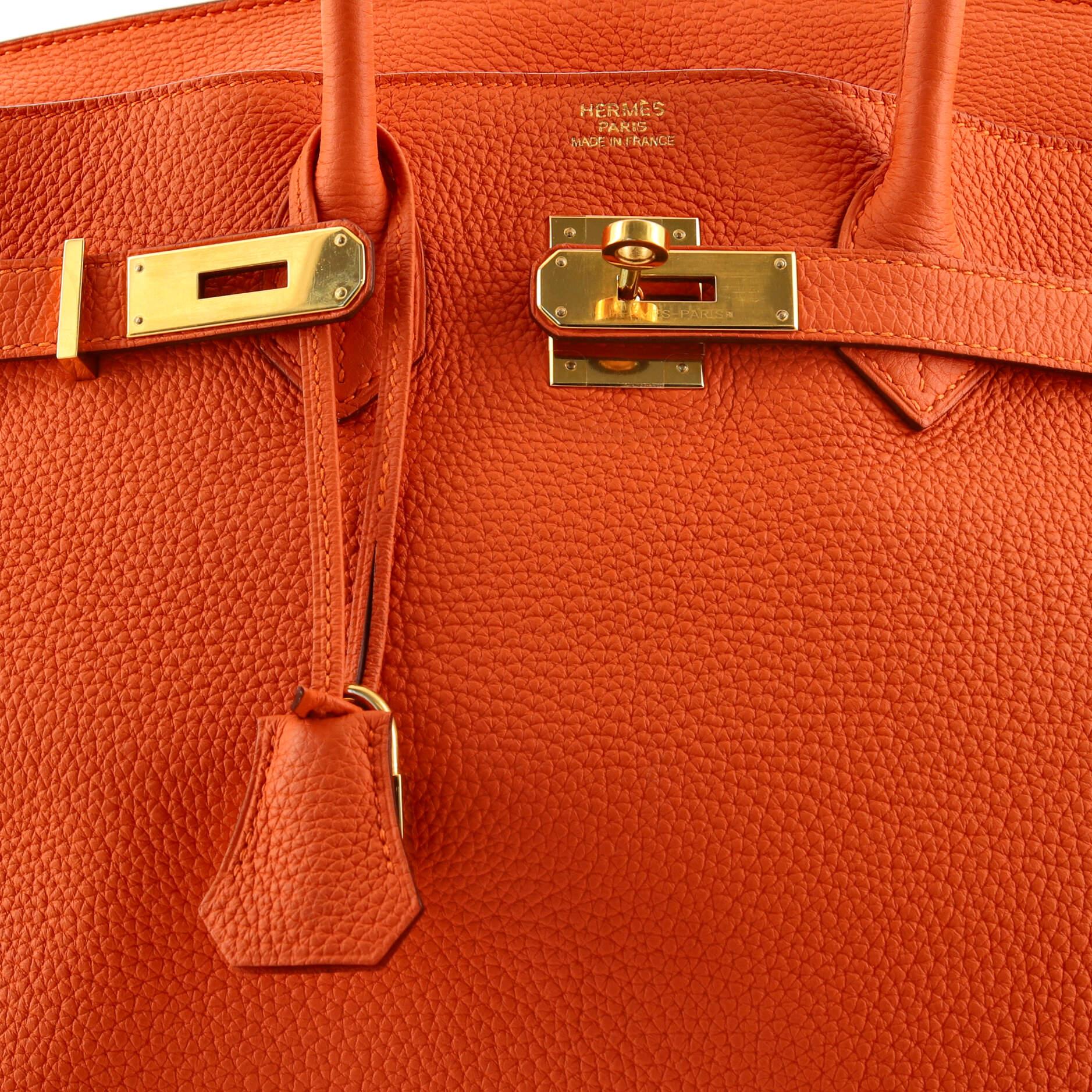 Hermes Birkin Handbag Feu Togo with Gold Hardware 35 In Good Condition In NY, NY