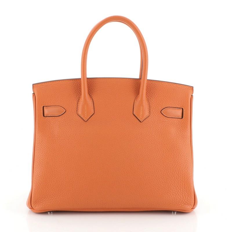 Hermes Birkin Handbag Feu Togo with Palladium Hardware 30 In Good Condition In NY, NY