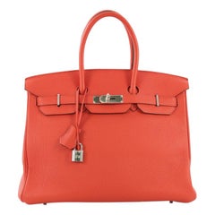 Hermes Birkin Handbag Feu Togo with Palladium Hardware 35