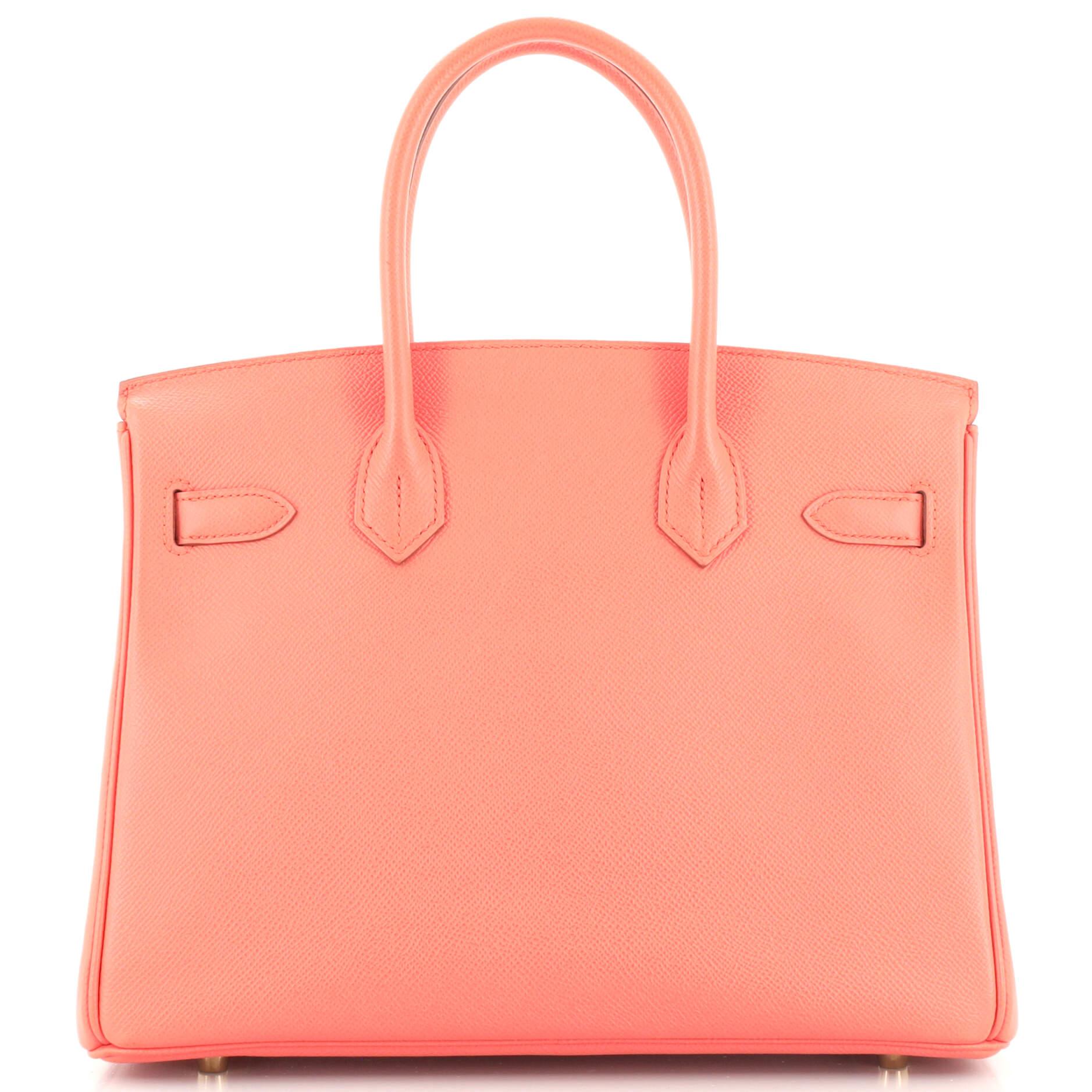 Hermes Birkin Handbag Flamingo Epsom with Gold Hardware 30 In Good Condition In NY, NY