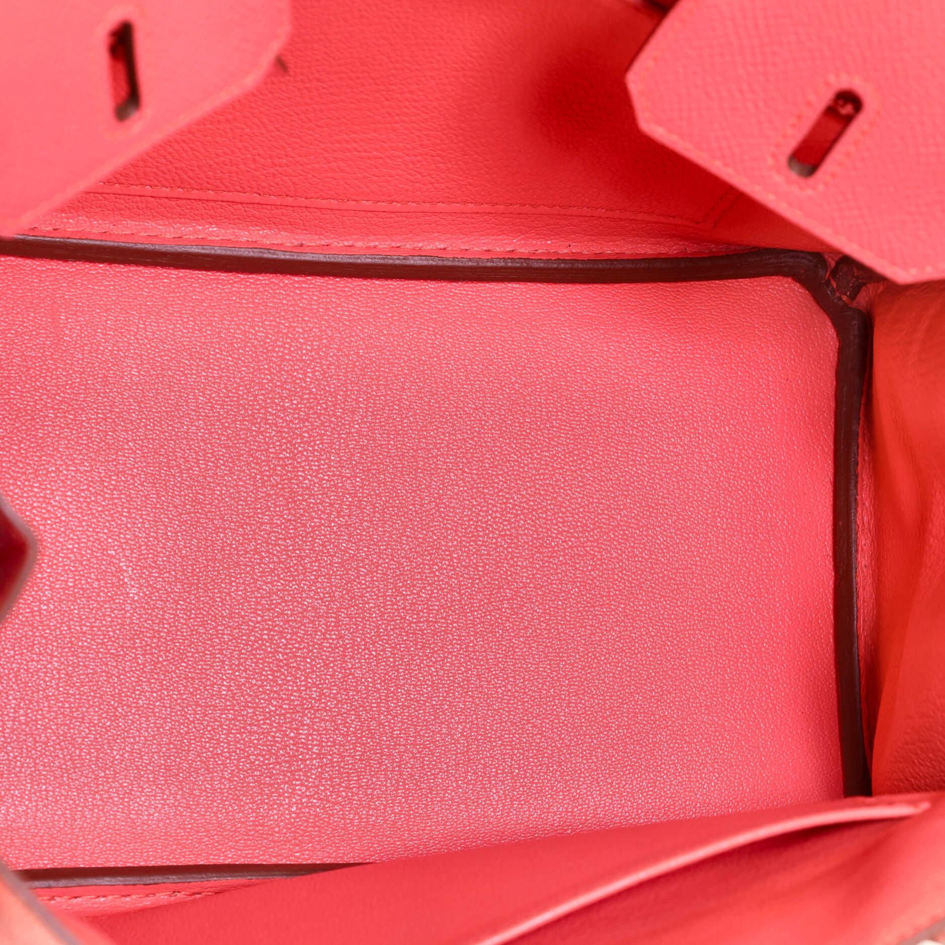 Pink Hermes Birkin Handbag Flamingo Epsom with Palladium Hardware 25