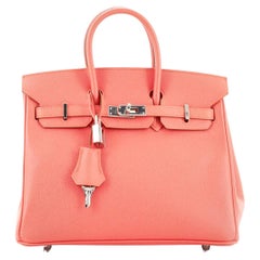 Hermes Birkin Handbag Flamingo Epsom with Palladium Hardware 25