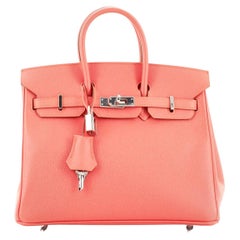 Hermes Birkin Handbag Flamingo Epsom with Palladium Hardware 25