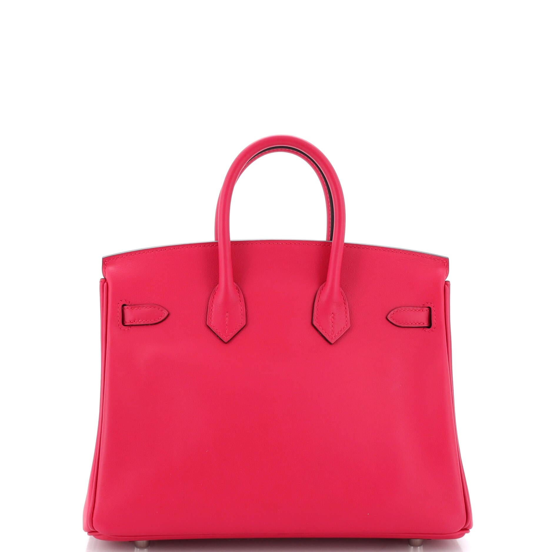 Women's Hermes : Birkin Handbag Framboise Swift with Palladium Hardware 25