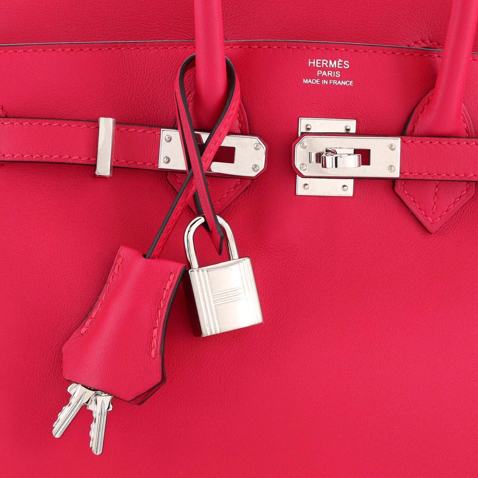 Hermes : Birkin Handbag Framboise Swift with Palladium Hardware 25 3