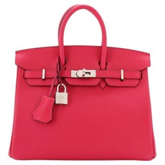 Hermes Birkin Handtasche Framboise Swift mit Palladium Hardware 25