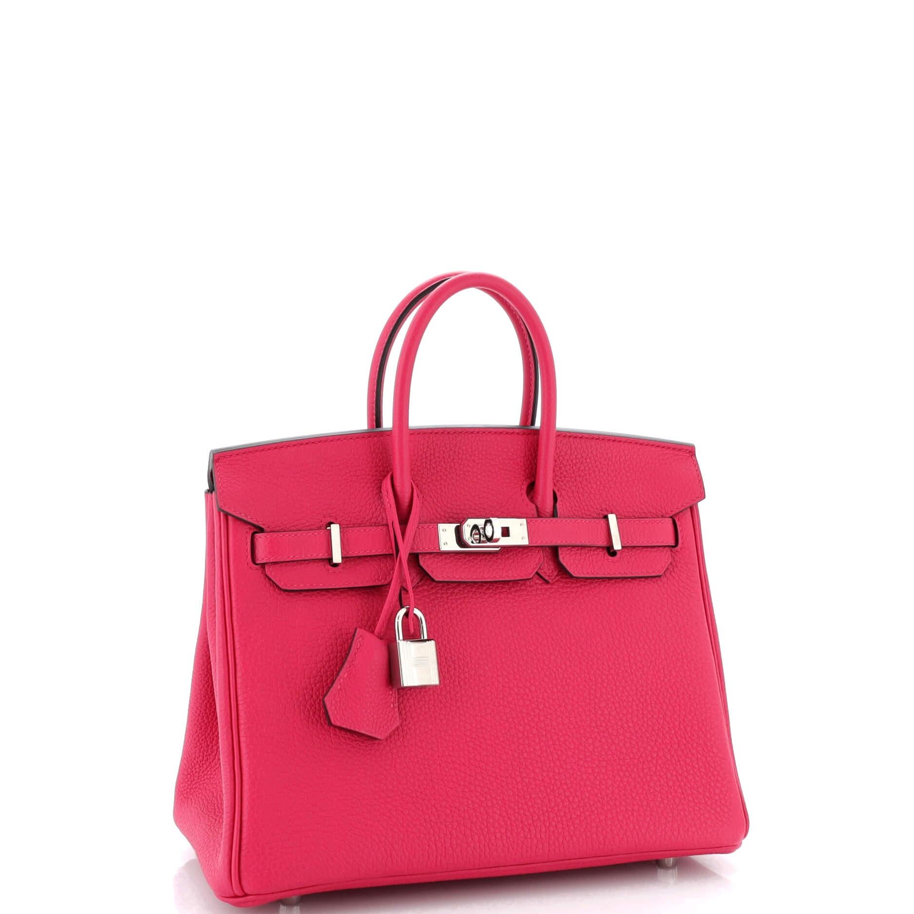 Hermes Birkin Handbag Framboise Togo with Palladium Hardware 25 In Good Condition In NY, NY