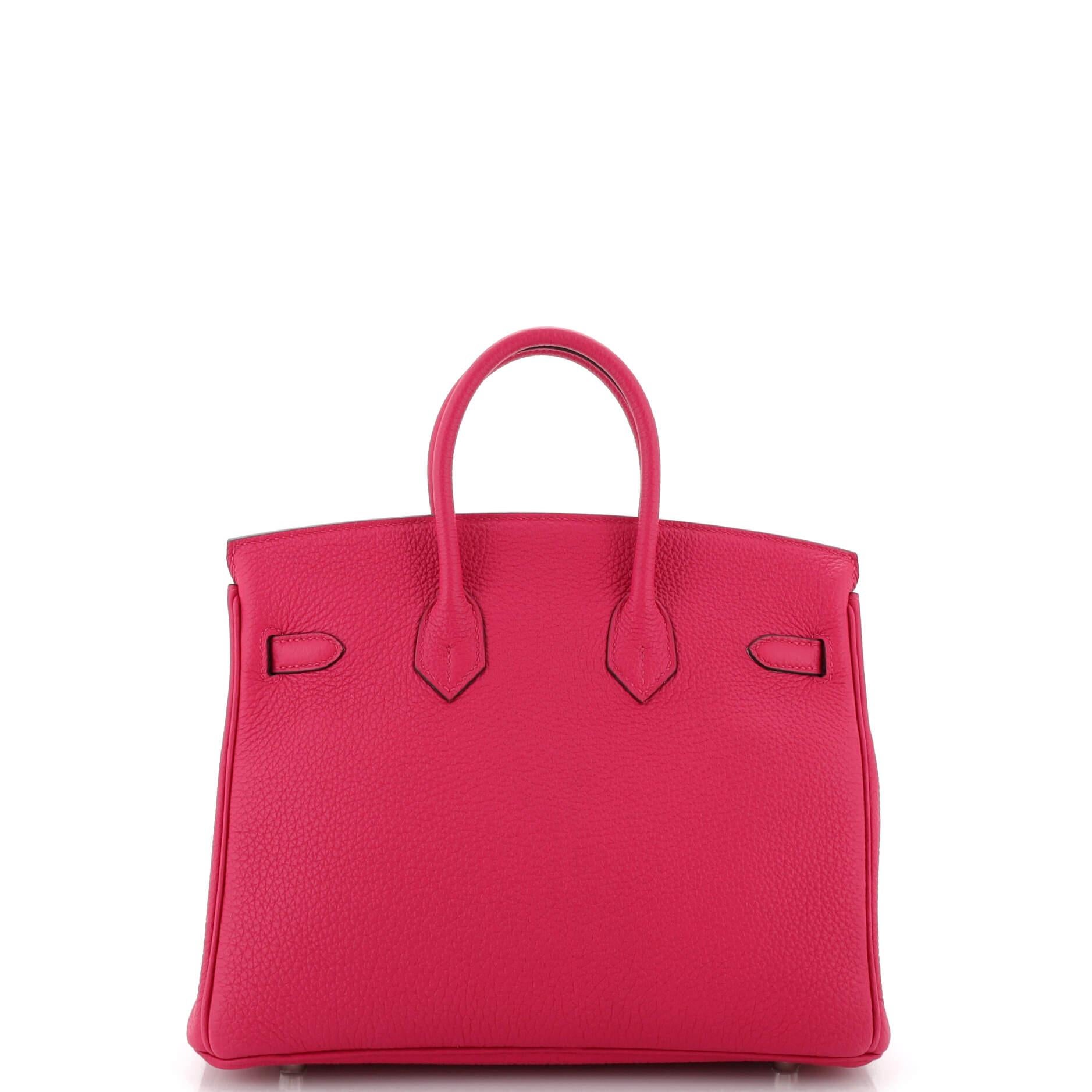 Women's Hermes Birkin Handbag Framboise Togo with Palladium Hardware 25 For Sale