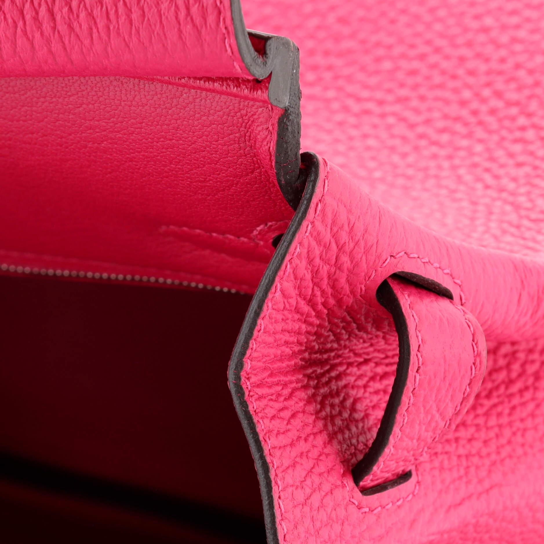 Hermes Birkin Handbag Framboise Togo with Palladium Hardware 25 For Sale 5