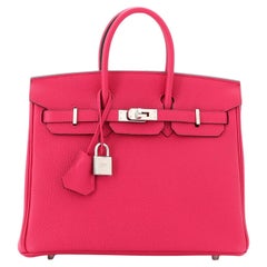 Hermès Birkin Handtasche Framboise Togo mit Palladiumbeschlägen 25