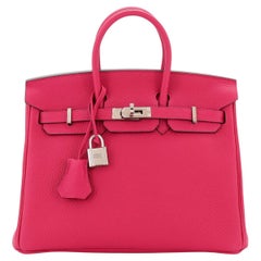 Hermes Birkin Handbag Framboise Togo with Palladium Hardware 25