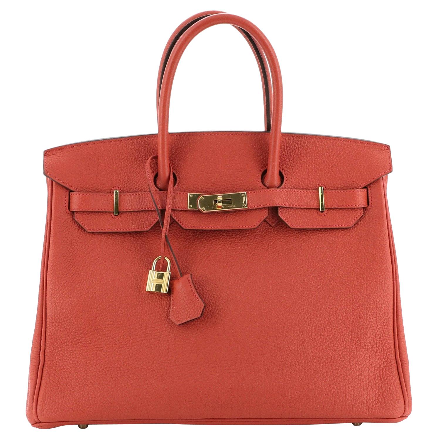 Hermes Birkin Handbag Geranium Togo with Gold Hardware 35