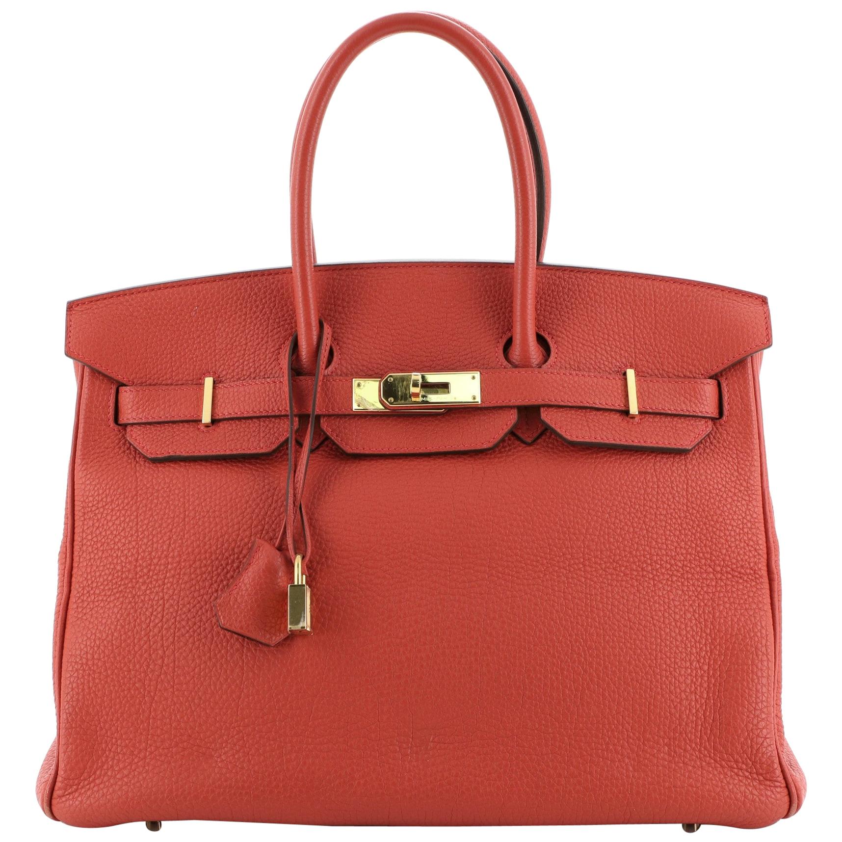 Hermes Birkin Handbag Geranium Togo with Gold Hardware 35