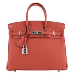 Hermes Birkin Handbag Geranium Togo with Palladium Hardware 25