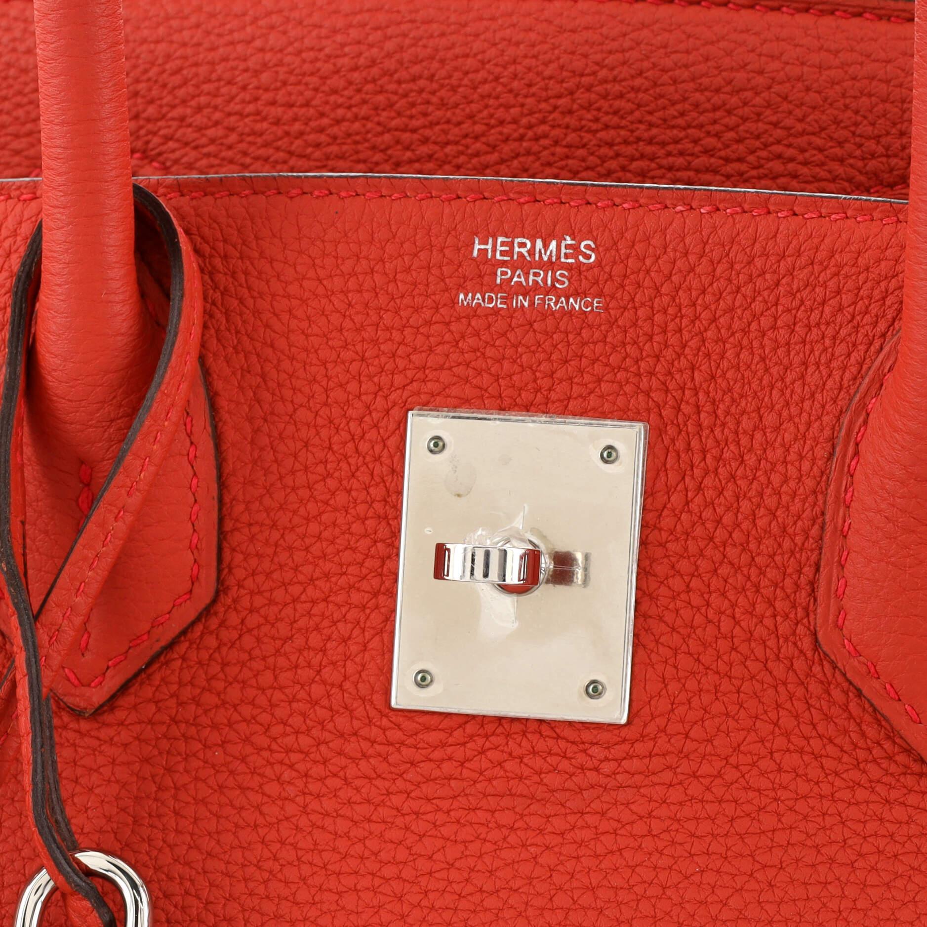 Hermes Birkin Handbag Geranium Togo with Palladium Hardware 30 4