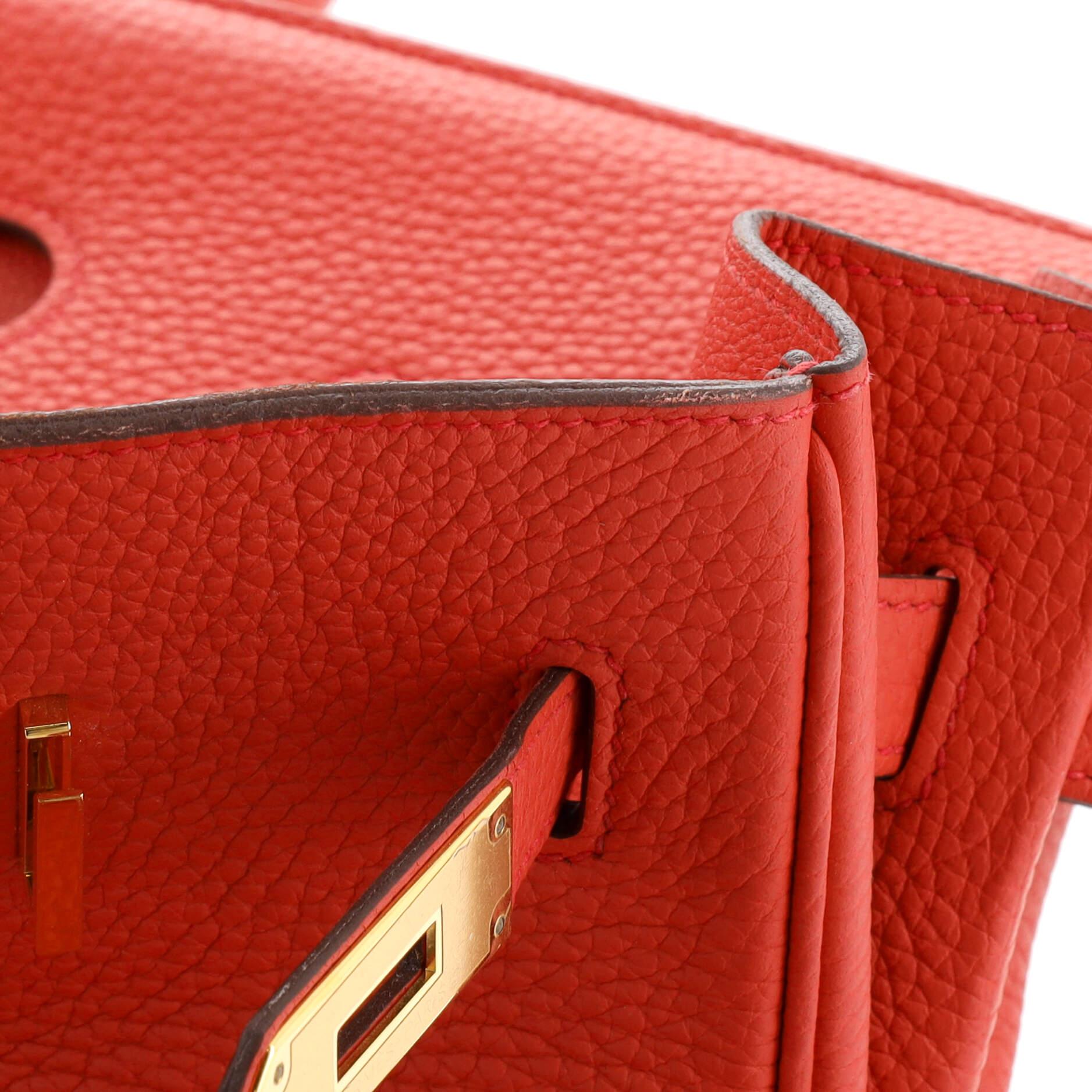 Hermes Birkin Handbag Géranuim Clemence with Gold Hardware 35 For Sale 5