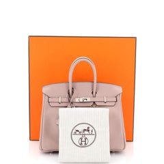 Hermes Birkin Handbag Glycine Swift with Palladium Hardware 25