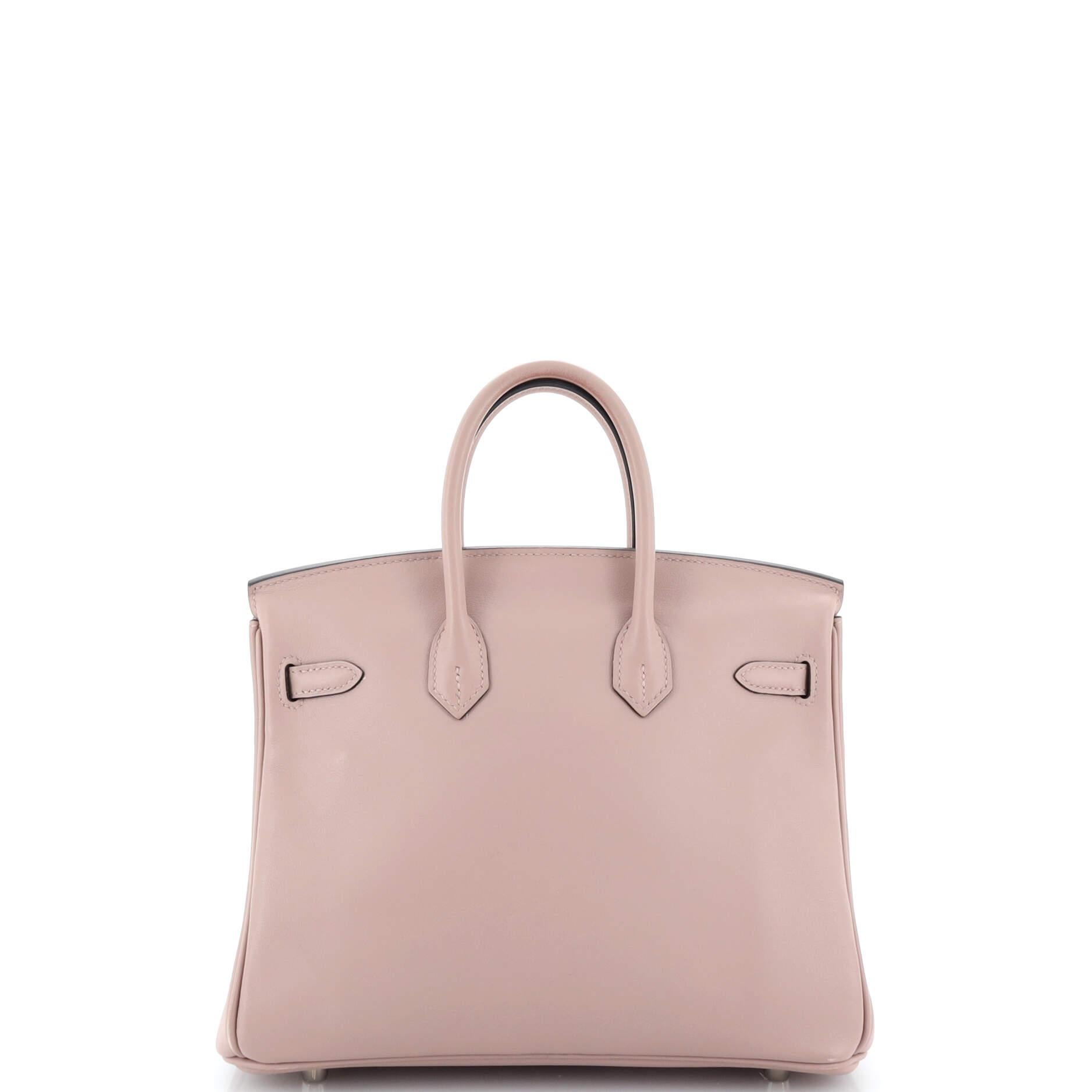 Women's Hermes Birkin Handbag Glycine Swift with Palladium Hardware 25 For Sale