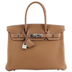 Hermes Birkin Handbag Gold Clemence with Palladium Hardware 30 Hermes Birkin Handbag Gold Clemence with Palladium Hardware 30
