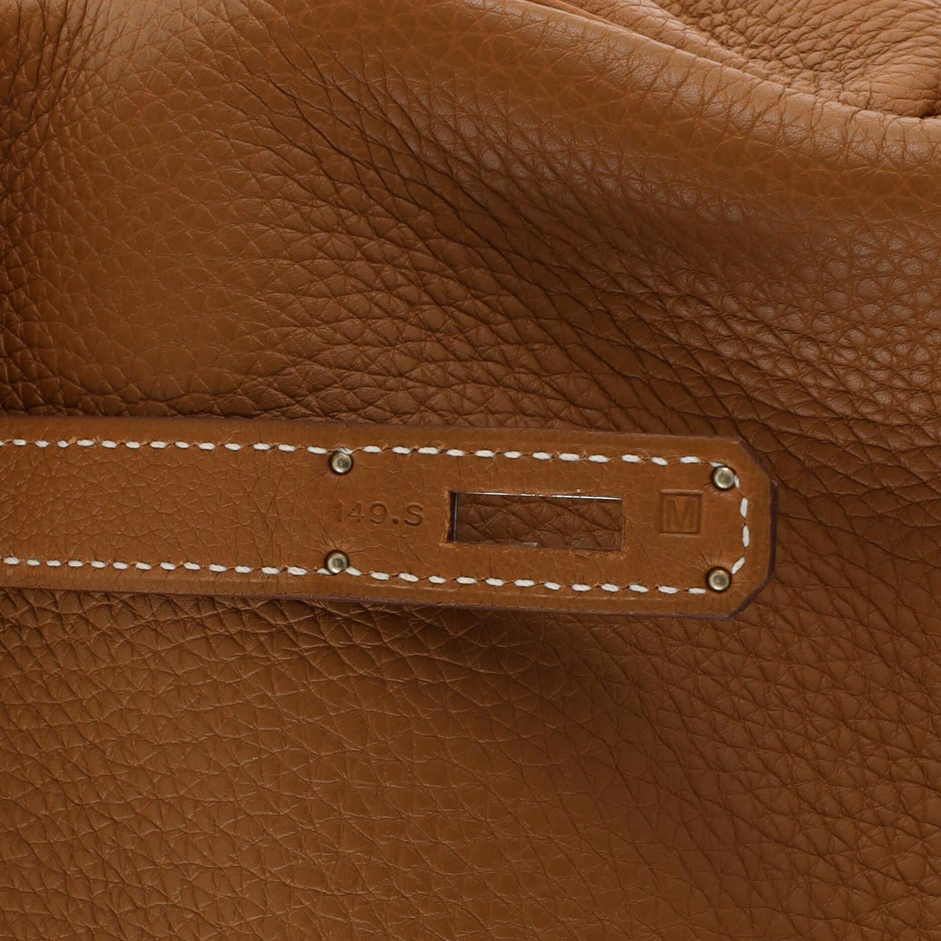Hermes Birkin Handbag Gold Clemence with Palladium Hardware 35 For Sale 8