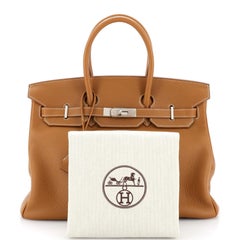 Hermes Birkin Handbag Gold Clemence with Palladium Hardware 35