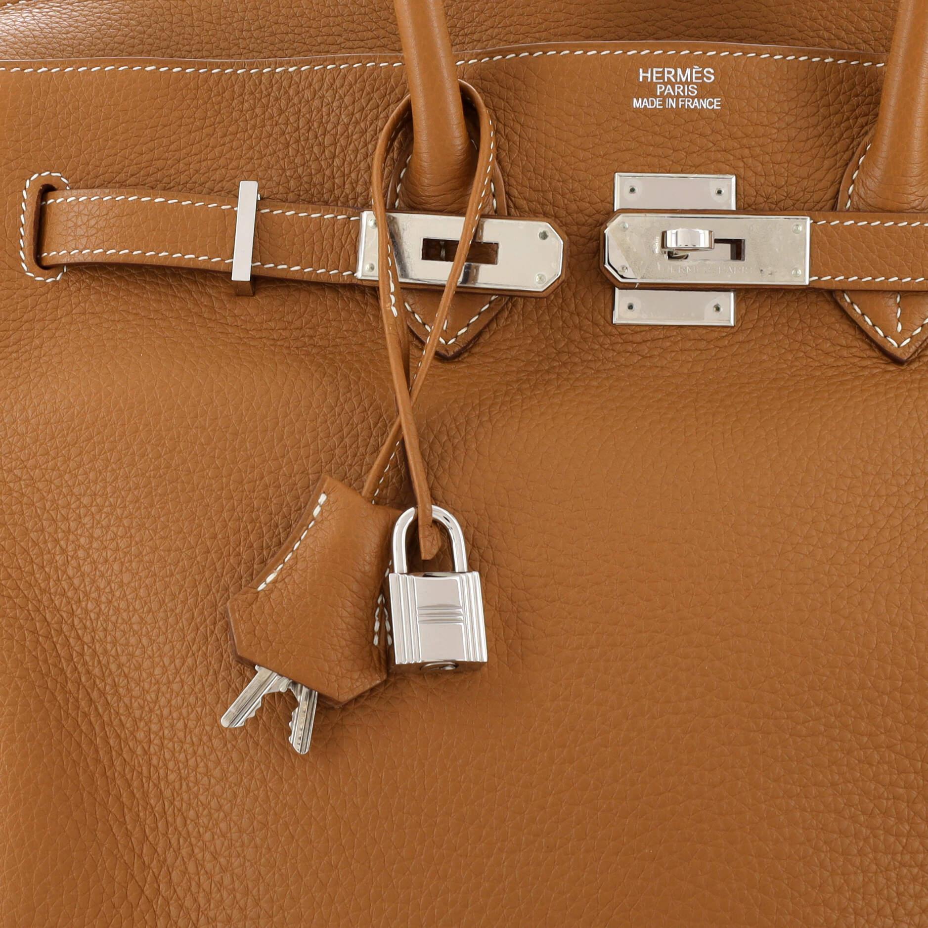 Hermes Birkin Handbag Gold Clemence with Palladium Hardware 35 For Sale 3