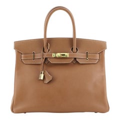 Hermes Birkin Handbag Gold Courchevel With Gold Hardware 35 