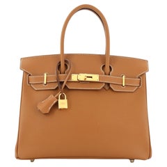 Hermes Birkin Handbag Gold Epsom with Gold Hardware 30
