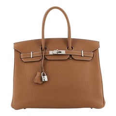 Hermes Birkin Handbag Gold Fjord with Palladium Hardware 35