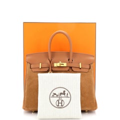 Hermes Birkin Handbag Gold Grizzly and Swift with Gold Hardware 25