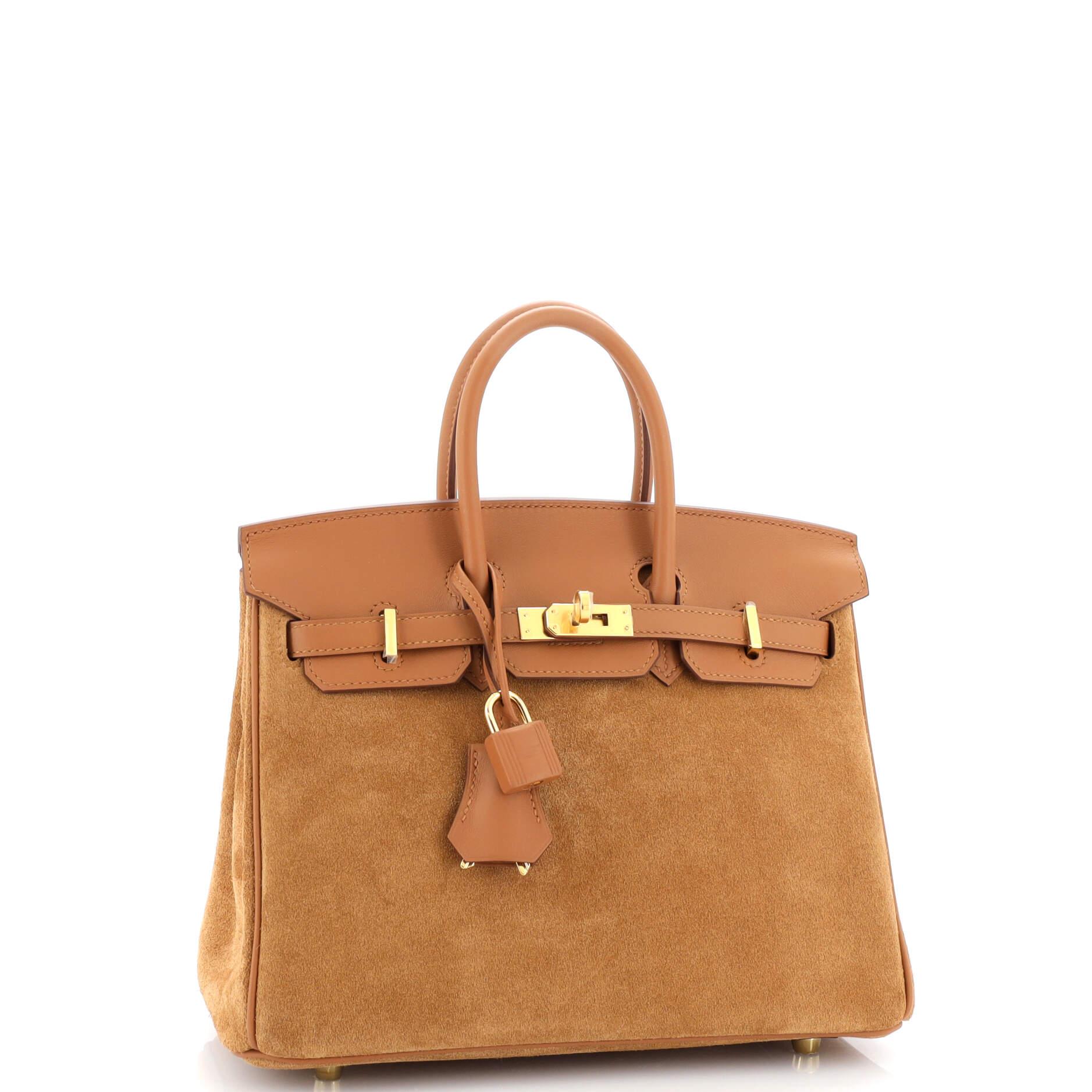 Hermes Birkin Handbag Gold Grizzly and Swift with Gold Hardware 25 In Good Condition In NY, NY