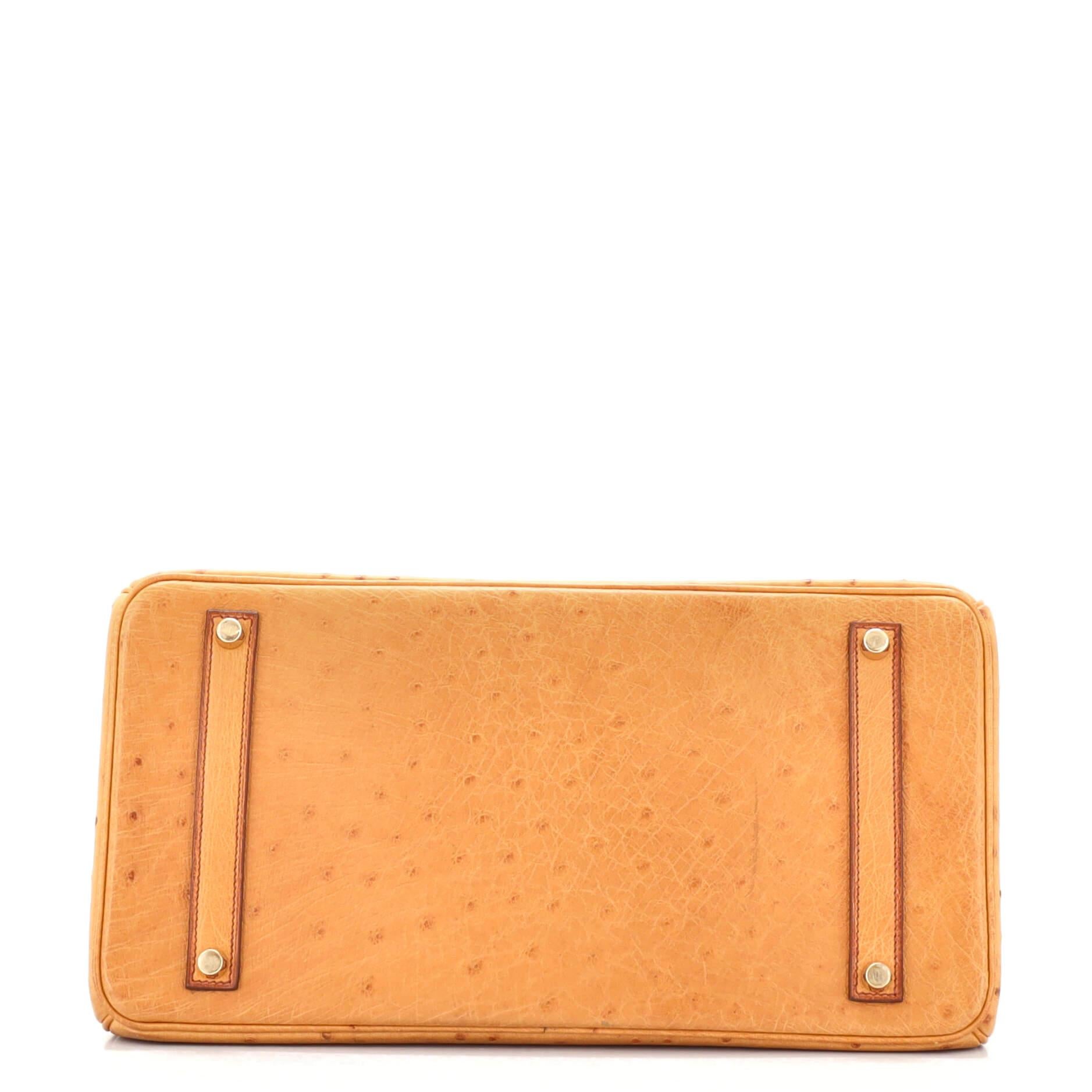 Women's or Men's Hermes Birkin Handbag Gold Ostrich with Gold Hardware 35