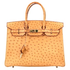 Hermes Birkin Handbag Gold Ostrich with Gold Hardware 35