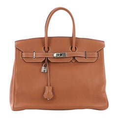Hermes Birkin Handbag Gold Swift with Palladium Hardware 35