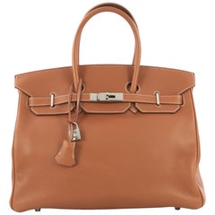 Hermes Birkin Handbag Gold Swift With Palladium Hardware 35