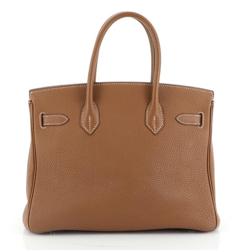 Brown Hermes Birkin Handbag Gold Togo With Gold Hardware 30 