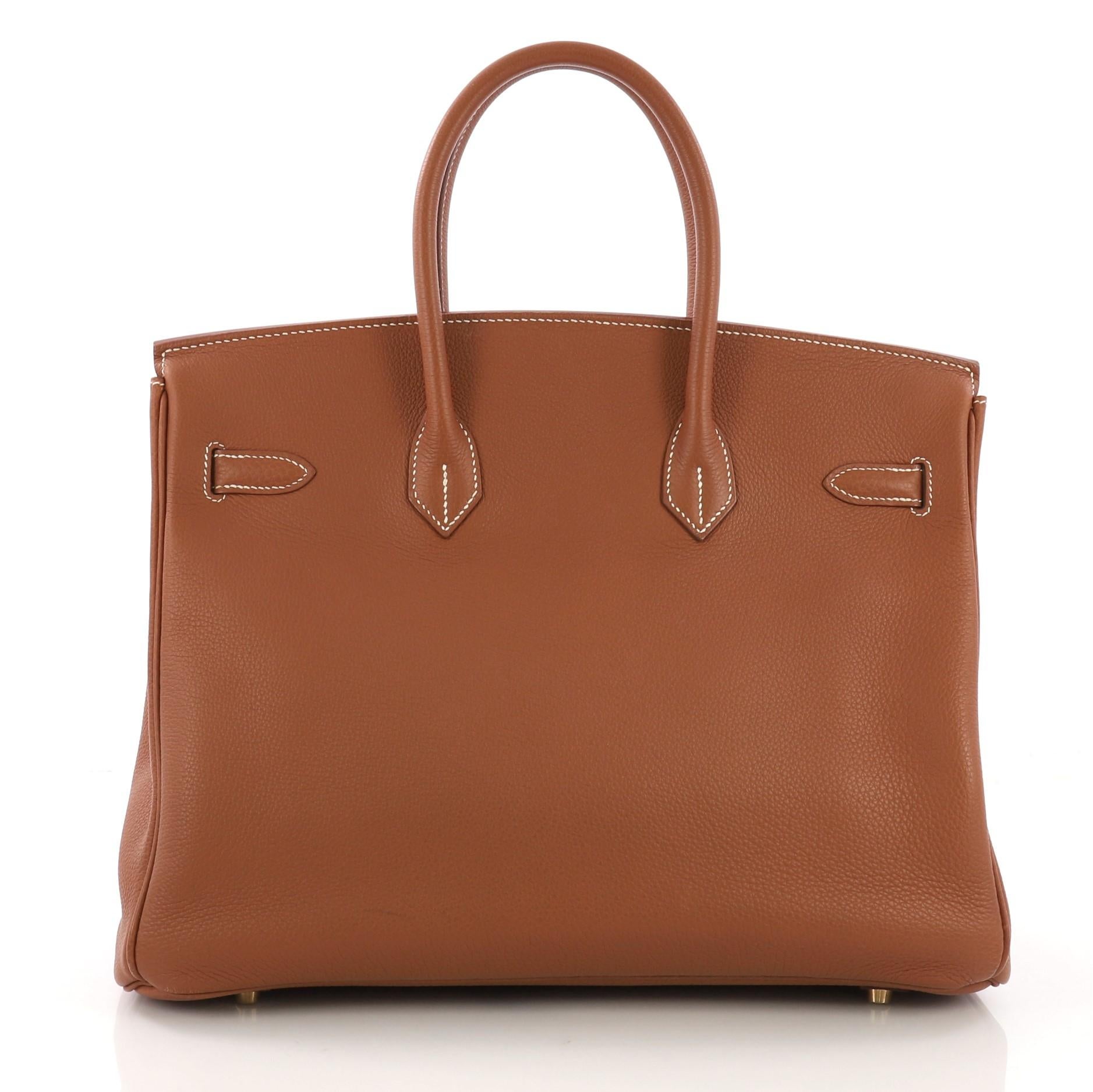 Hermes Birkin Handbag Gold Togo with Gold Hardware 35 In Good Condition In NY, NY