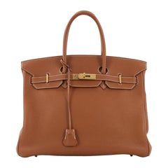 Hermes Birkin Handbag Gold Togo with Gold Hardware 35