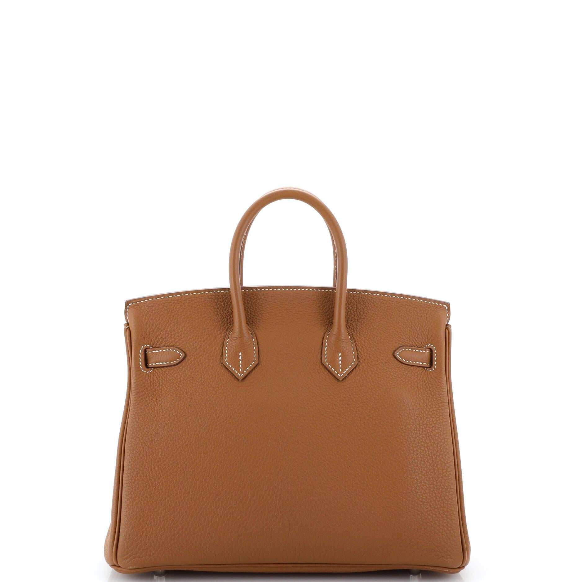 Women's or Men's Hermes Birkin Handbag Gold Togo with Palladium Hardware 25