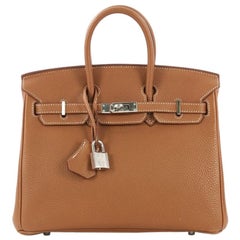 Hermes Birkin Handbag Gold Togo with Palladium Hardware 25