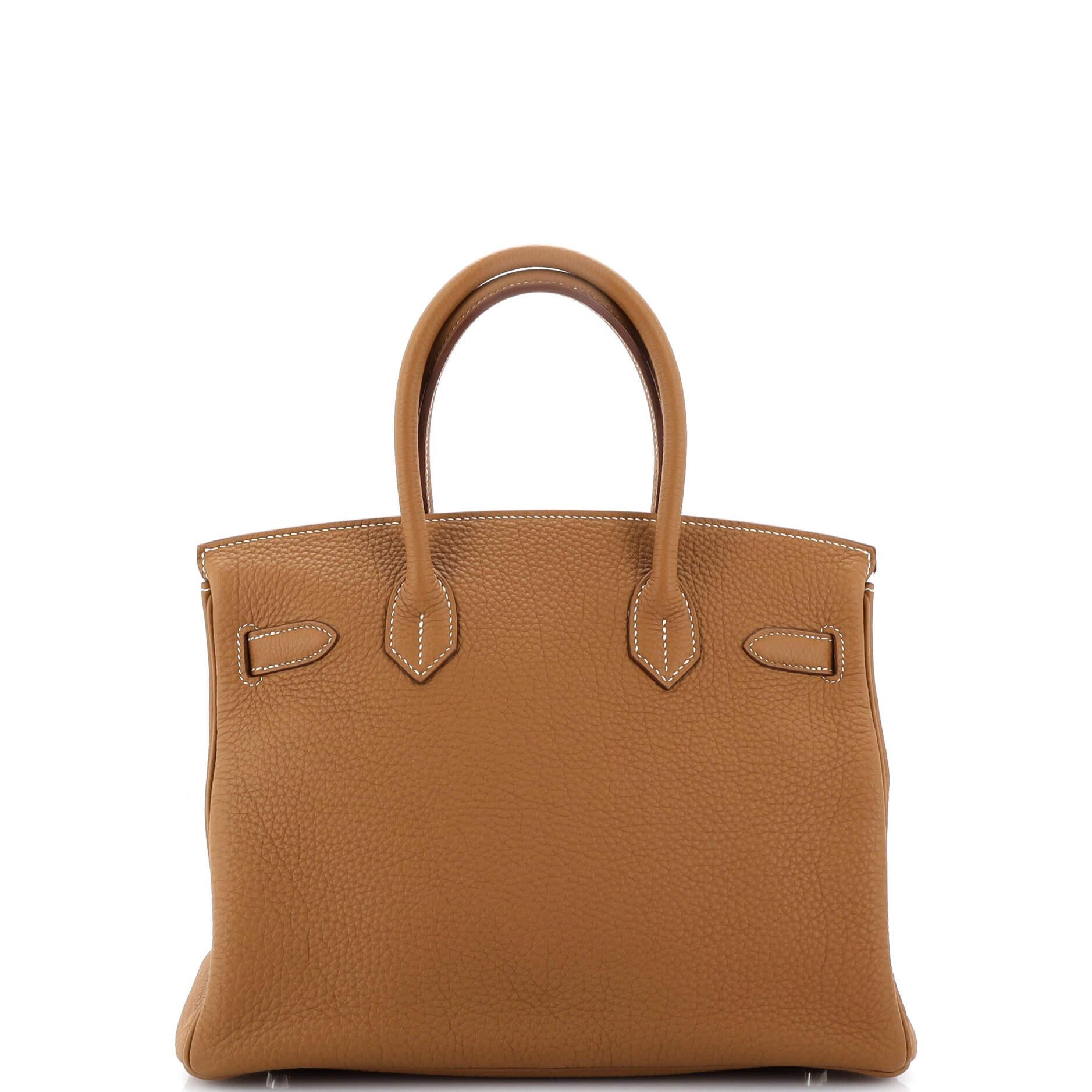 Women's Hermes Birkin Handbag Gold Togo with Palladium Hardware 30