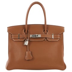 Hermes Birkin Handbag Gold Togo with Palladium Hardware 30